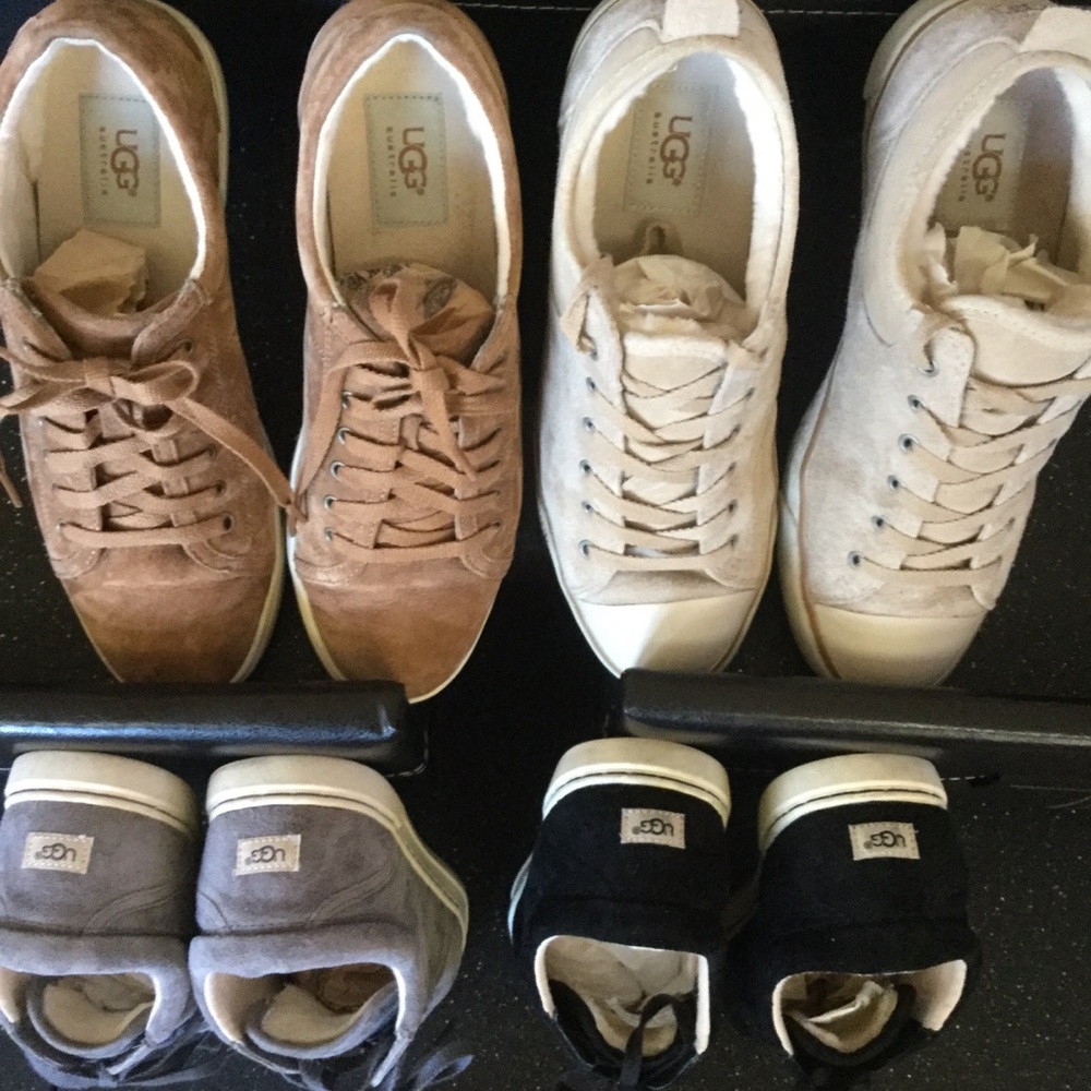 UGG suede sneakers Beige Cream Tan Black Grey sz 9 - Picture 3 of 7
